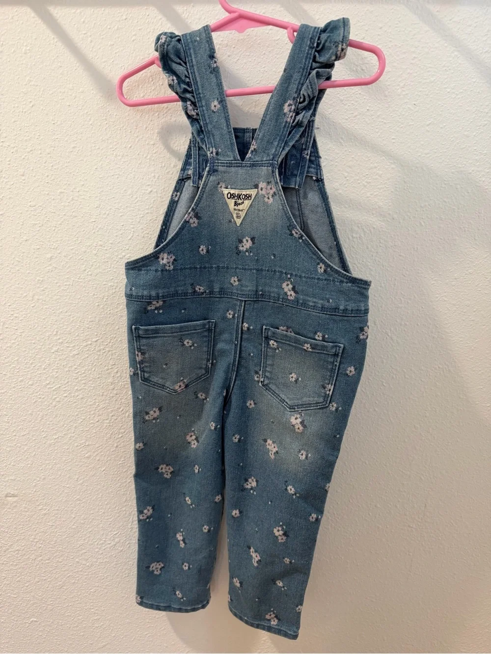 OshKosh B'gosh Light Blue Floral Denim Overalls